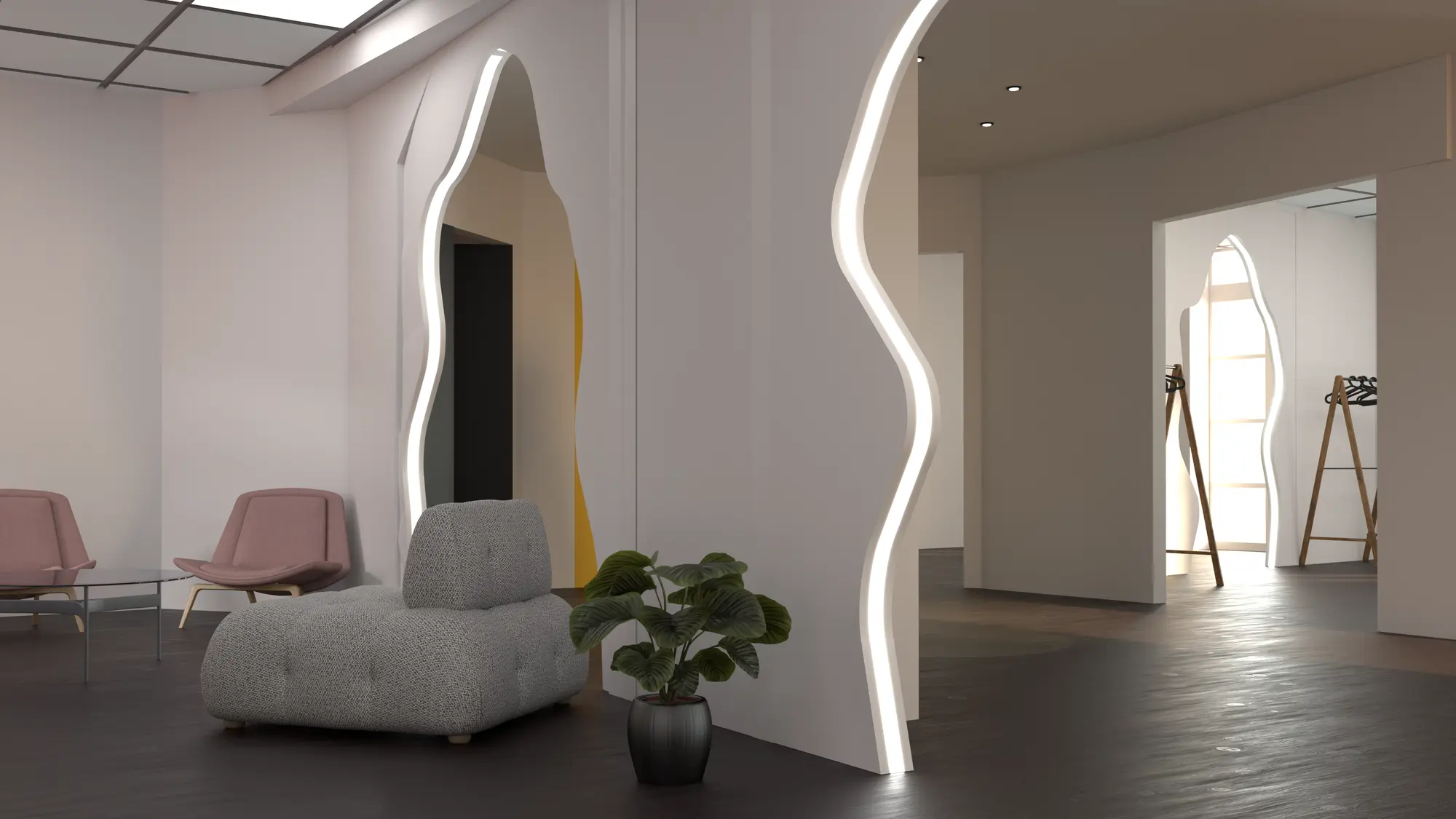 Rendu 3D du concept store, vue d’ensemble