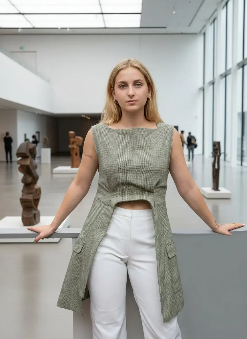 Ensemble vert sauge dans un musée