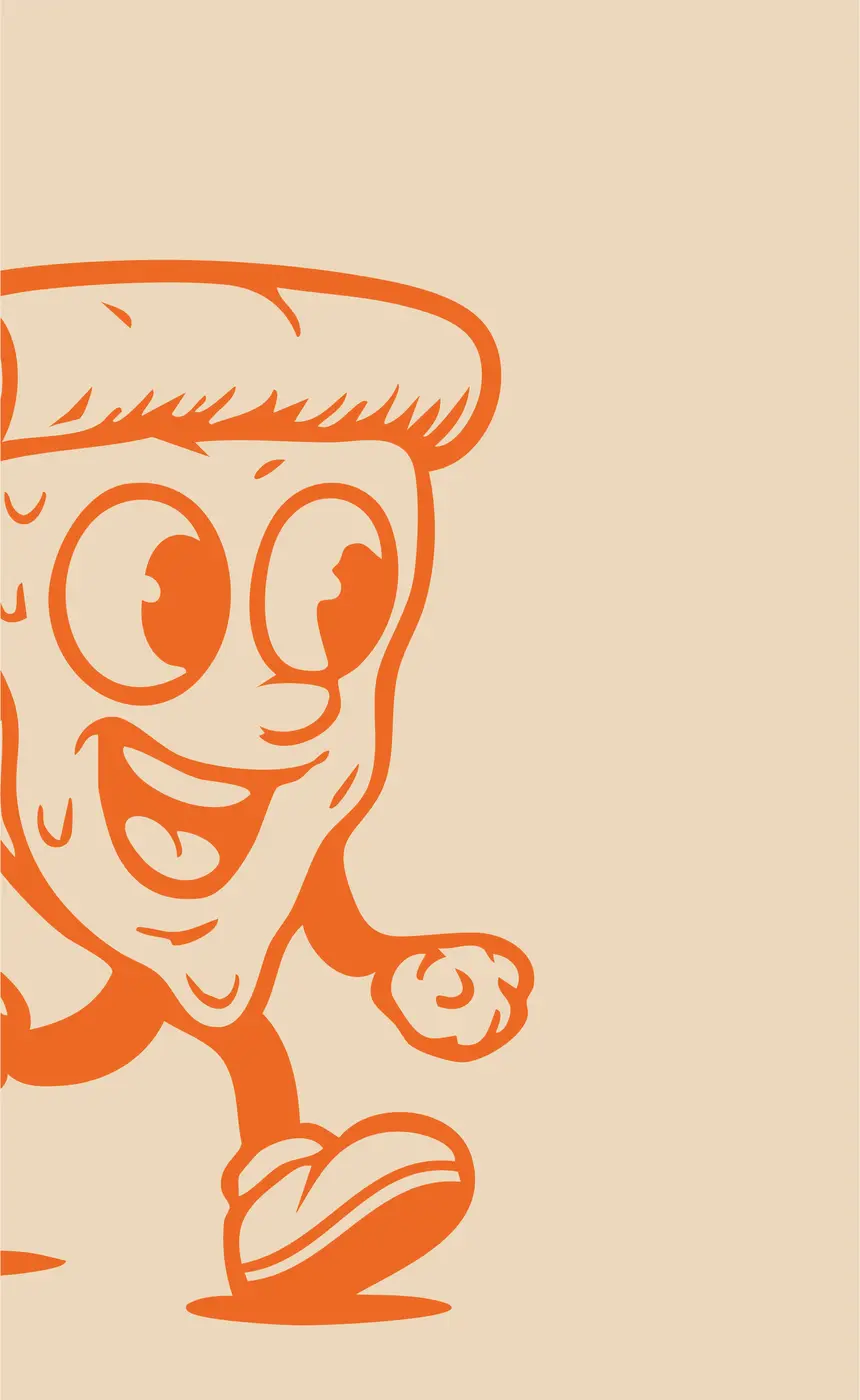 Mascotte part de pizza, illustration orange