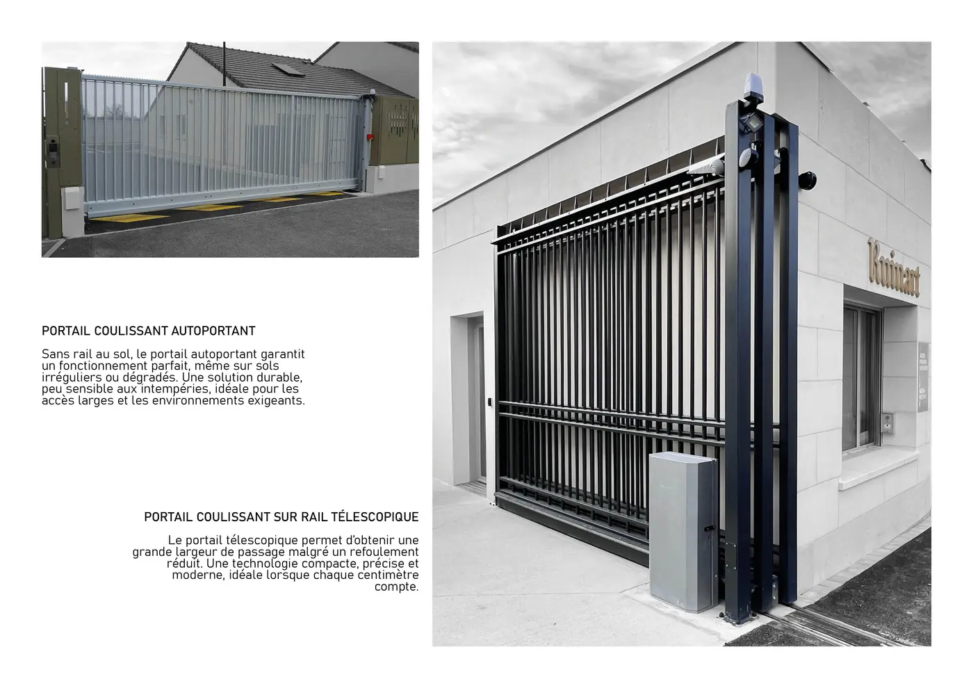 Page du catalogue : portail coulissant autoportant