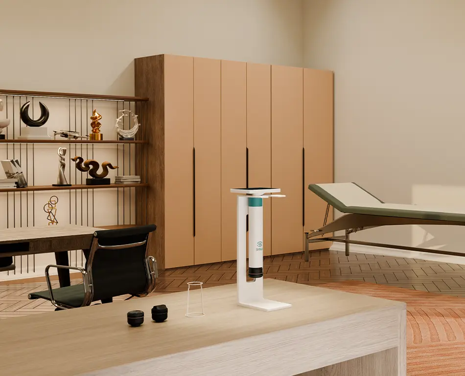 Dispositif SKIN IA posé sur le bureau d’un cabinet médical