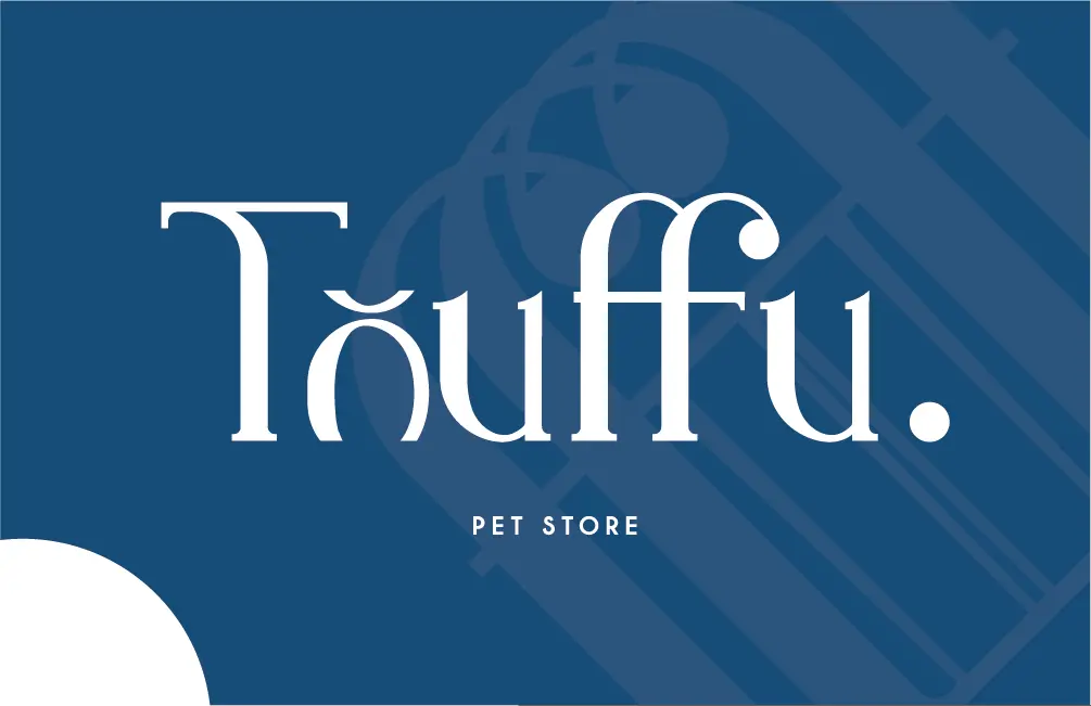 Carte de visite Touffu, recto bleu avec le logo