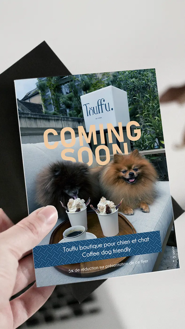 Flyer « Coming soon » annonçant l’ouverture de Touffu